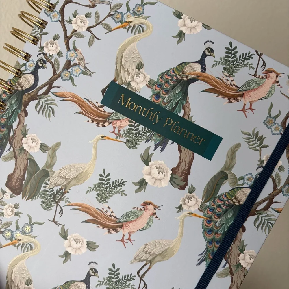 Spiral Bound Peacock Floral 17-Month Planner
